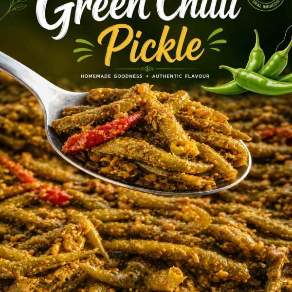 Green Chilli Pickle (Oil-Free – “Athana” Style)