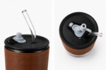 Premium Glass Tumbler with Leather Sleeve & Straw Lid – Brown