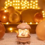 Bunny Night Light Projector, LED Carousel Lamp with 6 Rotating Films, Pink Star Projection for Nursery and Kids Room Decor, Rotatable Rabbit Design