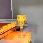 Crystal diamond cut LED table lamp with warm decorative light for home décor
