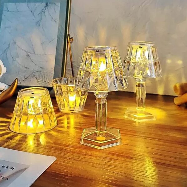Crystal diamond cut LED table lamp with warm decorative light for home décor