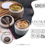Ganesh Cresta insulated airtight leak-proof lunch box with folding spoon for office and travel